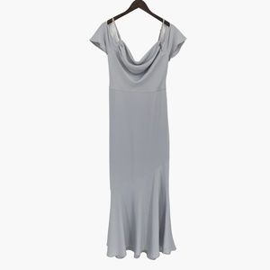 OASIS Silver Gray Cold Shoulder Slip Maxi Tiered‎ Dress